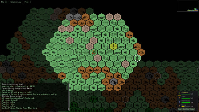The party traveling the world map after a fight.